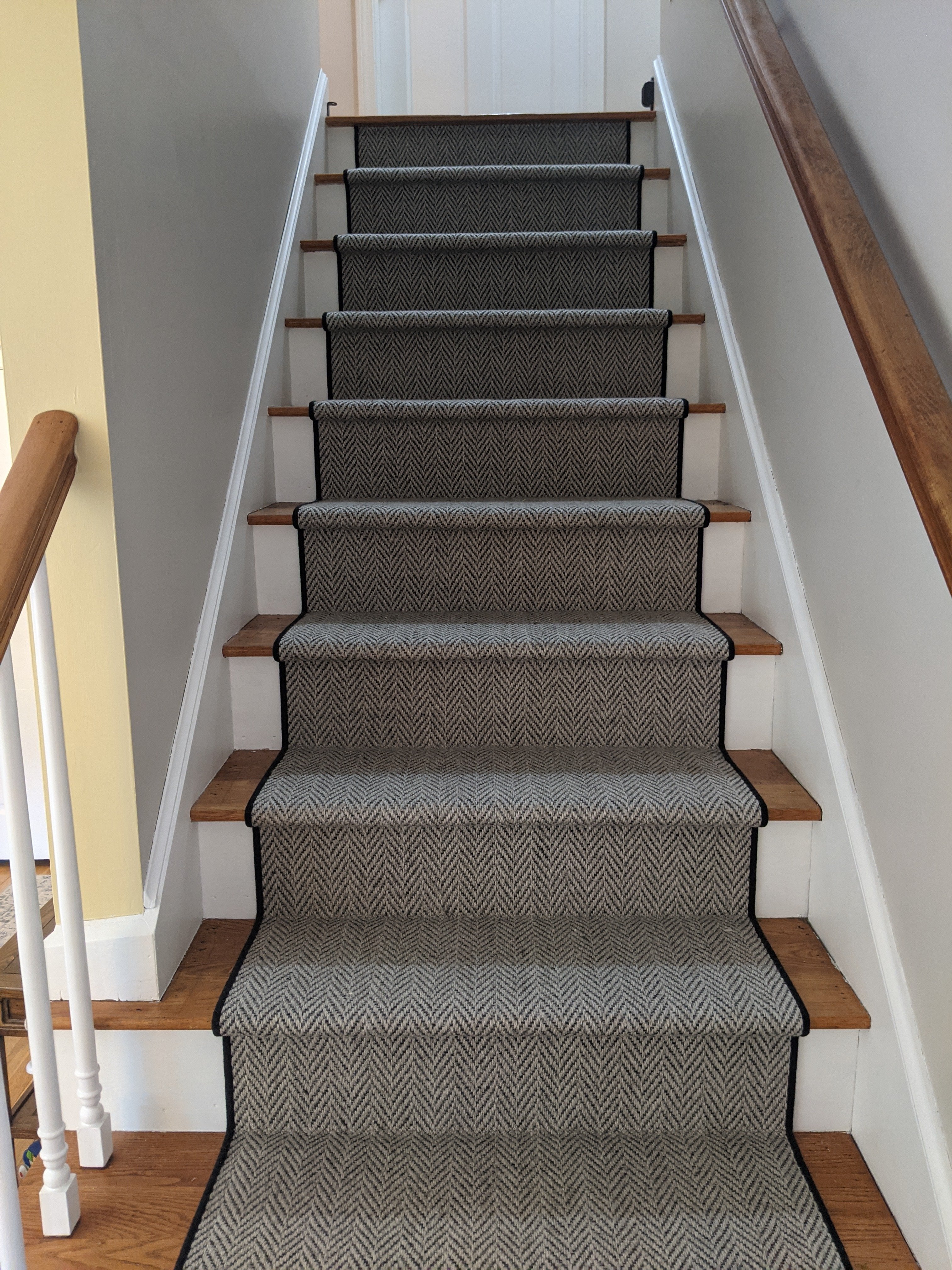 RugDepot Stair Runner Heatherly Gabardine Black Wool Herringbone Stair Runner in 54 Unique Sizes