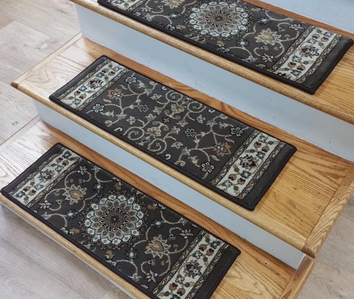 15-Piece Non-Slip Carpet Stair Treads Set | Dark Gray, 9x26